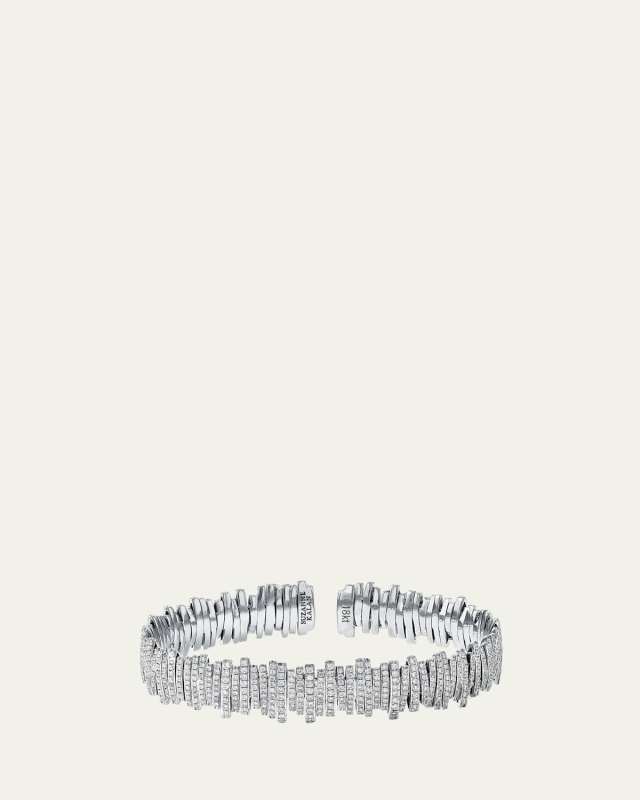 18K White Gold Classic Diamond Full Pavé Cuff Bracelet